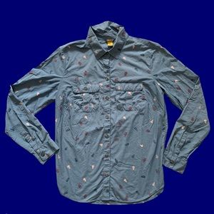 Eddie Bauer Mountain Hiking Shirt blue w/ leaves
